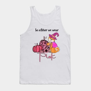 In October We Wear Pink - Halloween Pink Shiba Inu Dog Witch Pumpkin Tank Top